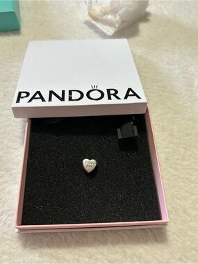Pandora Silver Heart Charm with "I love you" Engraving - Silver